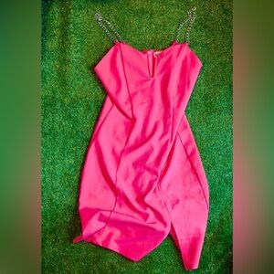 Almost Famous Y2K Pink Chain Strap Dress Split Bottom